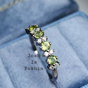 0.75CT Moissanite Peridot wedding band ring in sterling silver